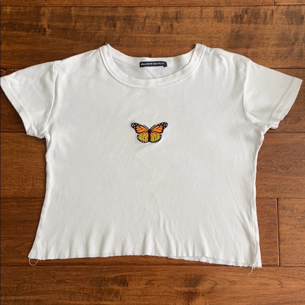 butterfly white copped shirt